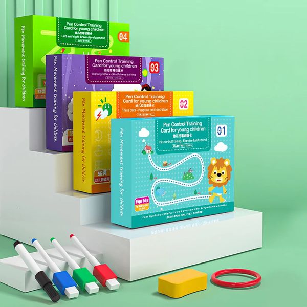 Çocuklar Montessori Çizim Kalemi Kontrolü İzleme Şekli Renk Matematik Maç Oyunu Seti Toddler Öğrenme Etkinlikleri Eğitim Oyuncak Kitabı 240124