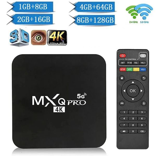 Lettore multimediale WiFi MXQ Pro Smart TV Box Set Top 4K Android 110 Rk3228 24G 5G 8 GB di RAM 128 GB ROM 240130