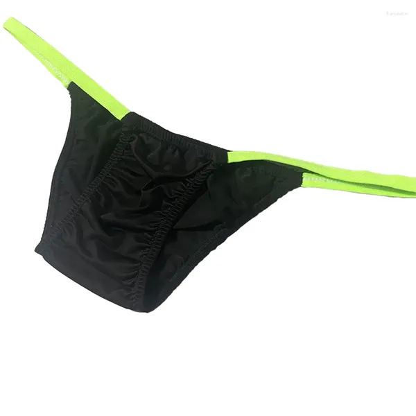 Underpants Sexy Men Bikini Briefs Melhorar Bolsa Thong Elasticidade Low-Rise Underwear Hight Cut Slim Side Soft Lingerie Sólida