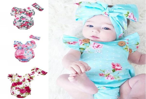 Комбинезоны для новорожденных девочек, костюм для скалолазания без рукавов в цветочный горошек, дизайнерская одежда для маленьких девочек с повязками на голову4751187