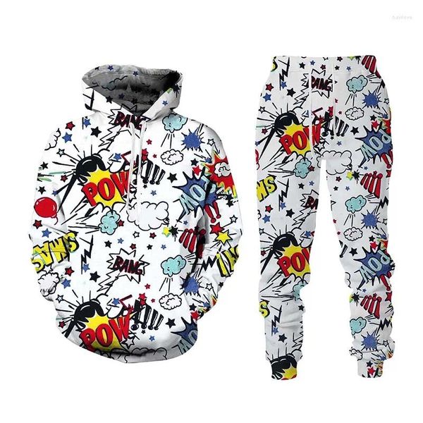 Tute da uomo Primavera Ultimo design Tuta con cappuccio Hip-Hop Stampa 3D Cartoon POW Sport Jogging invernale Oversize 6XL