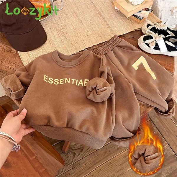 Set di abbigliamento Autunno Inverno Essentials Lettera Stampa Pantaloni maglione Tuta da bambino Set da 2 pezzi Felpe con cappuccio Bambini Ragazzi Ragazze Outfit