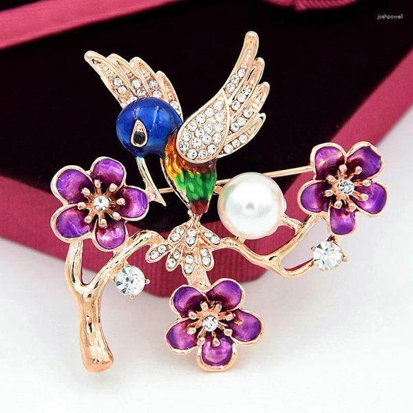 Broschen Utei Schmuck Fancy Gold Farbe Erstaunliche kleine Vogel Brosche Enemal Corsage für Frauen Geschenk