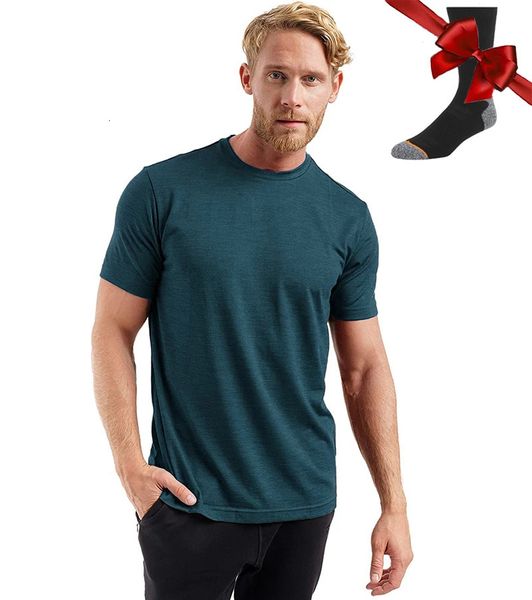 100% Superfine Merino Wool T Shirt Mens Base Layer Wicking Respirável Secagem Rápida AntiOdor Meias 240119