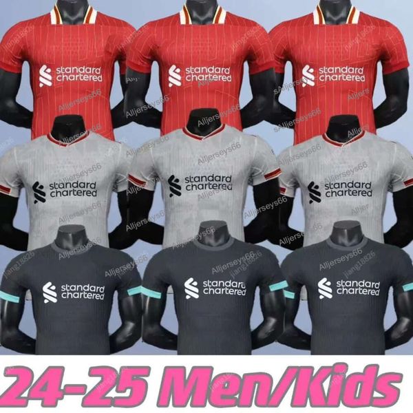 Maglia da calcio Redsmohamed Salah Darwin Nunez 24 25 Home Away da uomo Dominik Szoboszlai Andy Robertson Alisson Becker Joe Gomez Joel Matip Curtis Jones