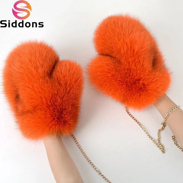 2024 Winter Frauen Echt Fox Pelz Handschuhe Luxus Damen Warm Halten Natürliche Fuchs Pelz Fäustlinge Frauen Mode Nette Plüsch Hand wärmer240125