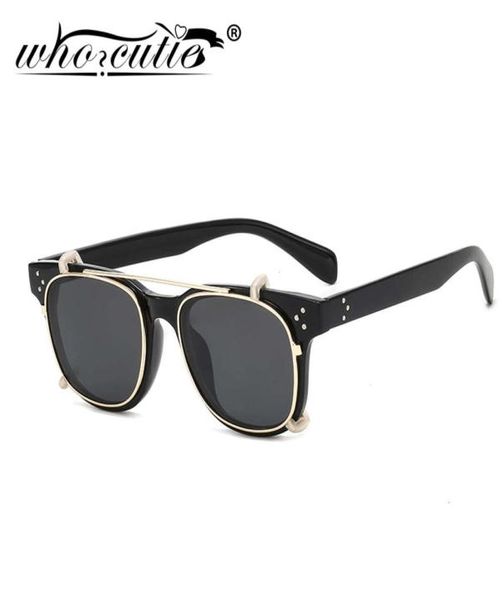 Modische Steampunk-Sonnenbrille mit abnehmbaren Gläsern, Vintage-Markendesign, drei Punkte, Leopardenmuster, quadratischer Rahmen, hochklappbare Sonnenbrille S1881868785