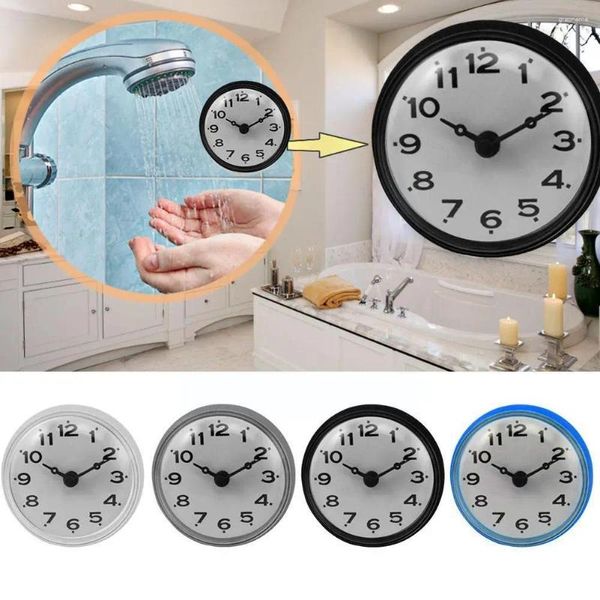 Wanduhren Mini Sucker Uhr Badezimmer Anti-Fog Wasserdichte DIY Digitale Aufkleber Stille Für Home Wohnzimmer Offic E0T7