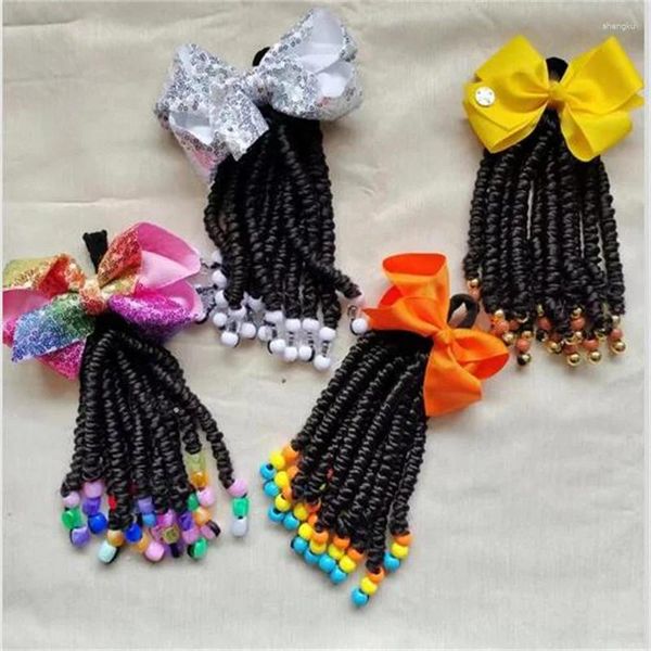 Accessori per capelli Trecce a coda di cavallo da 2 pezzi per bambini Coda di cavallo intrecciata con perline e fiocco