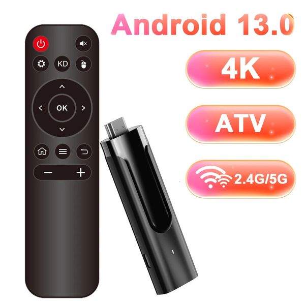 Transpeed ATV Android 13 TV Stick Amlogic S905Y4 con app Dual Wifi Quad Core 4K 3D BT50 Lettore multimediale Smart 240130