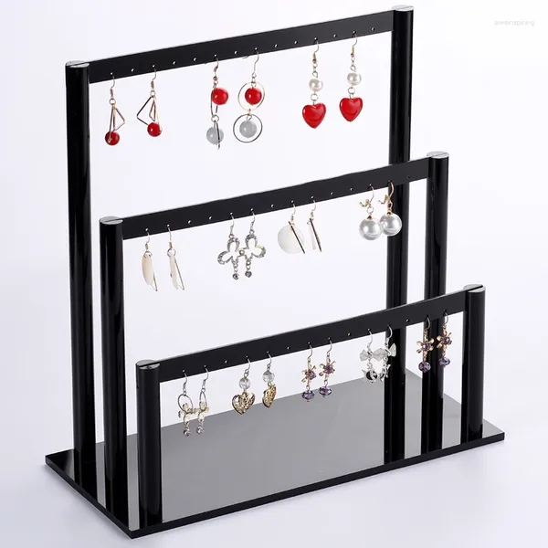 Bolsas de jóias Superior Acrílico Escada Brinco Display Stand Mostrando Rack Prateleira Colar Pendurado Adereços Removíveis