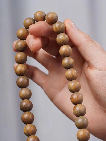 Strand verde sândalo buda grânulo pulseira de madeira portátil antigo oco para fora carro pendurado estilo borla masculino e feminino