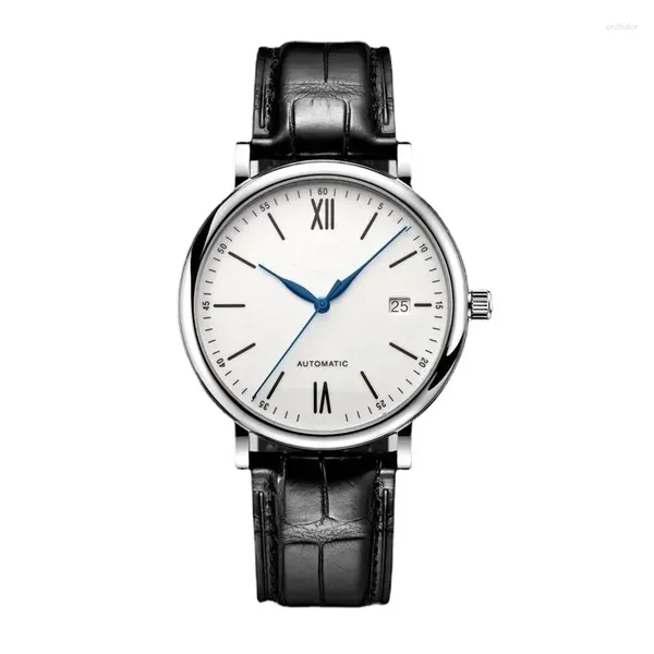 Armbanduhren Luxus Automatikuhr für Herren Mechanische Uhren Portofinos Stil Edelstahl Blau Schwarz Leder Saphir Mode