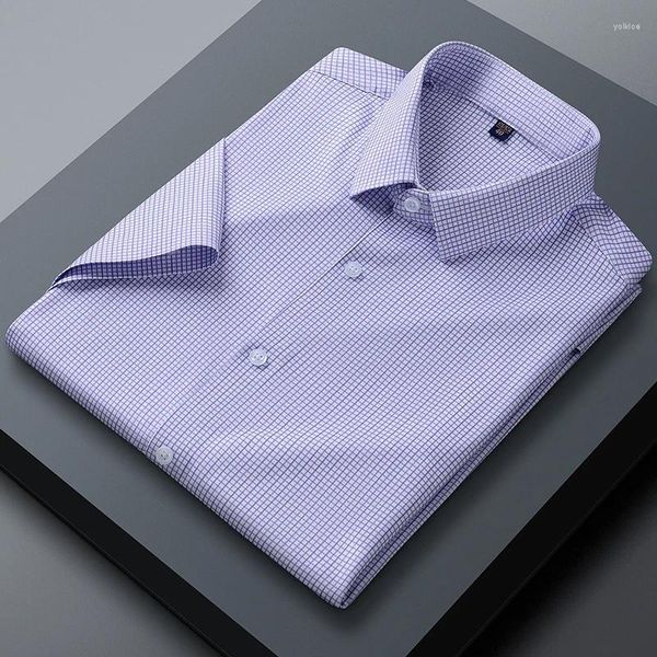 Camicie eleganti da uomo Senza cuciture Alta elasticità Business Slim Casual Abbigliamento formale Camicia a maniche corte traspirante classica classica alla moda