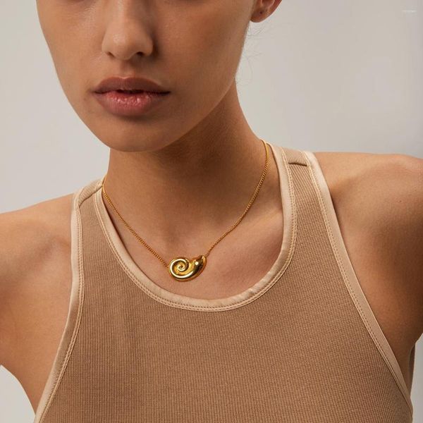 Ожерелья с подвесками Uworld, модное массивное спиральное ожерелье из нержавеющей стали в форме улитки, 18 К, с PVD-покрытием, водонепроницаемые, эффектные украшения на шею