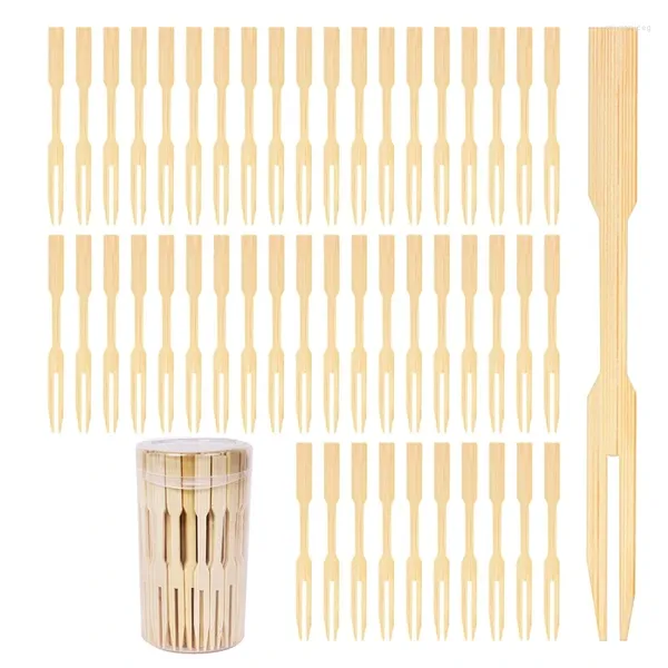 Garfos 500pcs bambu 3,5 polegadas coquetel aperitivo pequeno para descartáveis / minúsculos / picaretas fáceis de usar