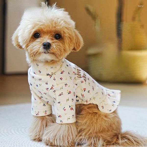 Vestuário para cães Pet Outono e Inverno Floral Camisa de Fundo Teddy Bear Grosso Pequeno Forro Saia Roupas Designer Roupas