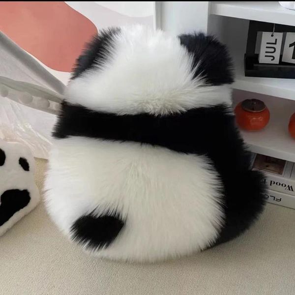 Travesseiro bonito panda encosto imitação de lã pelúcia casa dos desenhos animados animal sala de estar sofá ornamentos decorativos