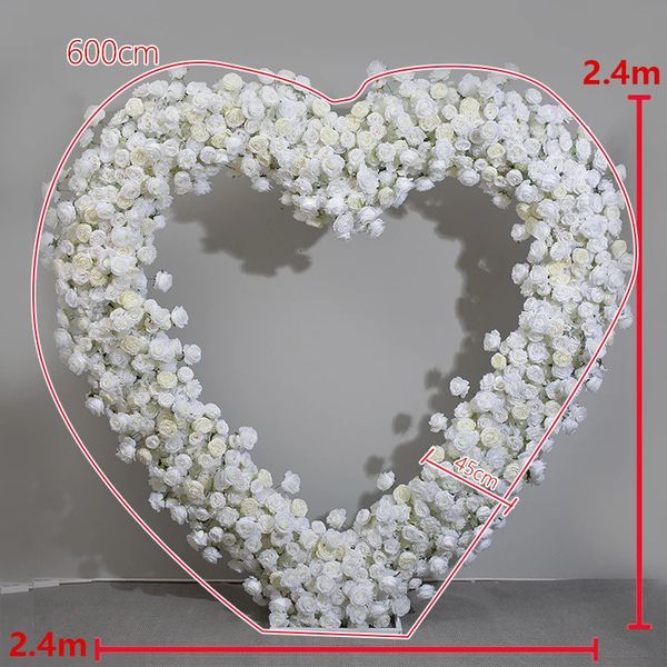 5D avorio rosa ortensia fila floreale amore a forma di cuore arco cornice decorazione disposizione sfondo matrimonio fiori stand evento prop 240131