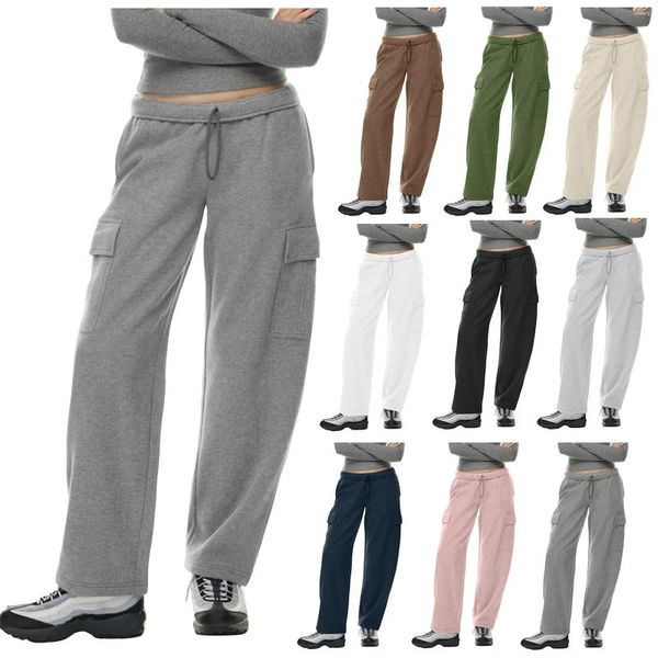 Pantaloni da donna Pantaloni sportivi da donna alla moda con coulisse da corsa Pantaloni sportivi da jogging Pantaloni in cotone con tasche elastiche in vita Fitness atletico