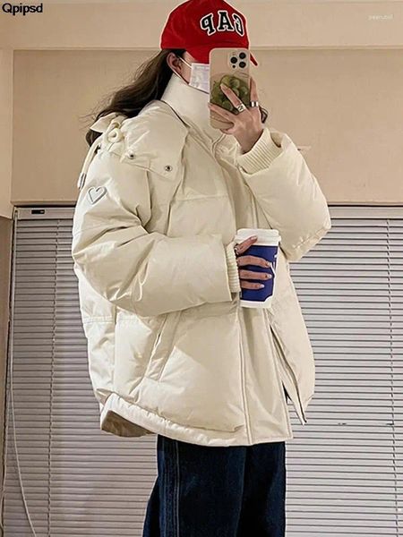 Casacos de trincheira femininos ao ar livre inverno acolchoado jaqueta casaco 2024 algodão com capuz sólido grosso parka impermeável inchado moda coreana