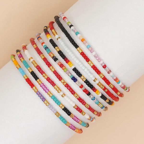 Braccialetti con ciondoli Catena di corda Bracciale regolabile Accessori semplici Regalo per donne Uomini Bracciale arcobaleno con perline di vetro Miyuki Pulsera