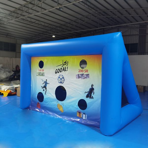 4x2.5x2.5mh (13.2x8.2x8.2ft) Toptan Ticari 0.55mm PVC PVC TARPAULIN Şişme Futbol Kapısı Futbol Kick Atış Oyunu Penaltı Çekimleri Satılık