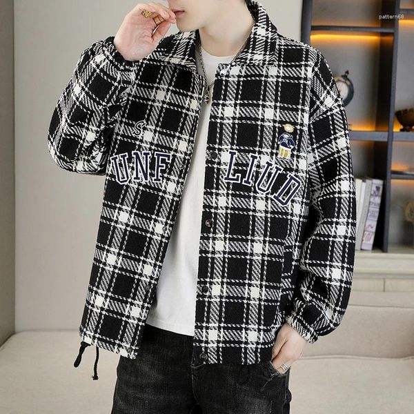 Giacche da uomo Checker casual 2024 Spring Autunno Single petto di pezzi a pezzi Hip Hop Streetwear Street Trap.