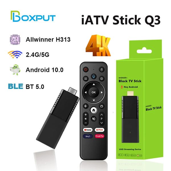 iATV Q3 Smart Fire TV Stick HDR Android10 Allwinner H313 4K Tragbares Präfix 24G5G WIFI BT50 2G16G Speicher OTG VS X96S TX3 240130