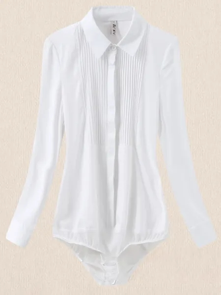 Женские блузки QWEEK 2024, модная весенняя офисная женская белая рубашка, женское боди, униформа с длинными рукавами и топы, облегающие