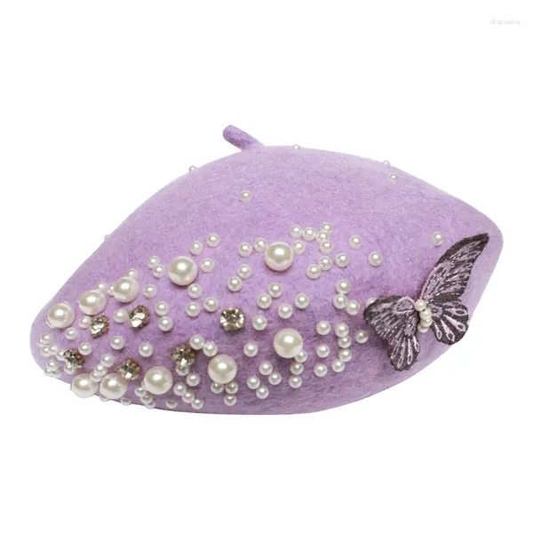 Baskenmützen im Retro-Stil, einfach passende Baskenmütze mit Perlenstickerei
