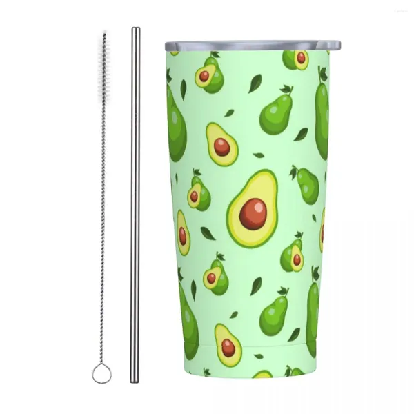 Becher, Edelstahlbecher, süße Avocado-Kaffeetasse, grün, gesund, tragbar, Getränke, Autobecher, Strand, individuelle Wasserflasche