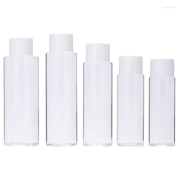 Garrafas de armazenamento 25pcs garrafa recarregável plástico pet tampa de parafuso branco com plug vazio toner cosmético claro 100ml 120ml 150ml 200ml 250ml