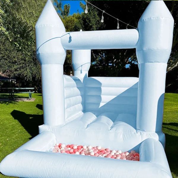 wholesale Casa gonfiabile blu gonfiabile per bambini 10ftx8ft pastello con vasca per palline buttafuori moonwalks saltando castello gonfiabile attrezzature da gioco morbide