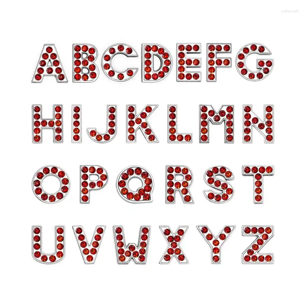 Charms, 10 Stück, Innendurchmesser, Rot, 8 mm, Dia-Charm, Farbe englische Buchstaben, DIY-Zubehör, passend für Haustierhalsbänder mit breitem Gürtel