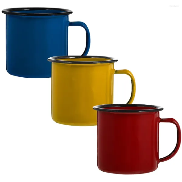 Copos de vinho 3 pçs caneca esmaltada canecas pequeno simples café portátil alça design espresso ao ar livre copos café da manhã acessível água tiki