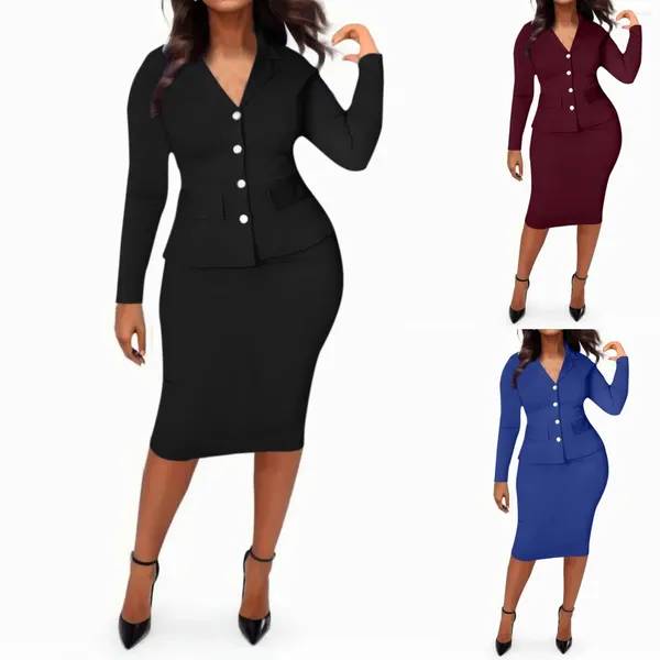 Sıradan Elbise Etek Setleri Kadın Kıyafetleri Ofis Lady Giyim Zarif Kıyafetler Bahar 2 Parça Takımları Kadın Kalem Etekleri İçin Alt Takım