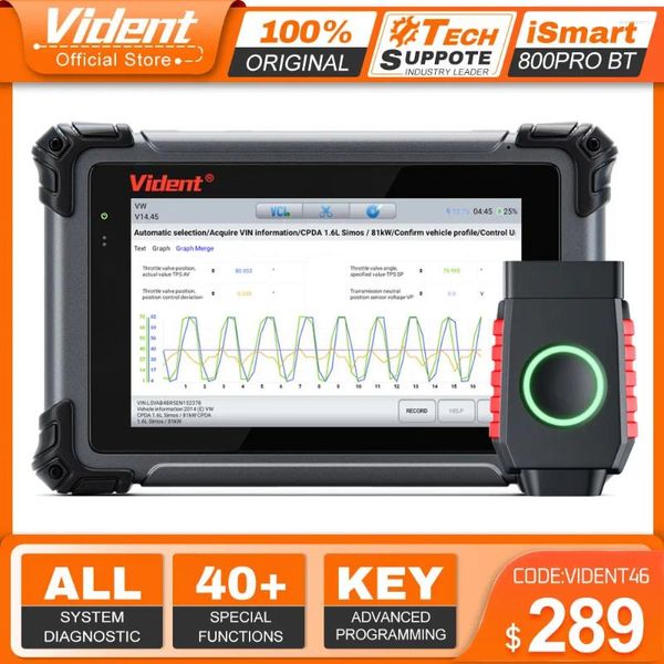 Vident ISmart800Pro BT OBD2 Bluetooth Strumenti diagnostici per auto 40 Funzione di ripristino Programmatore chiave Bidirezionale Sanner CAN Protocollo FD