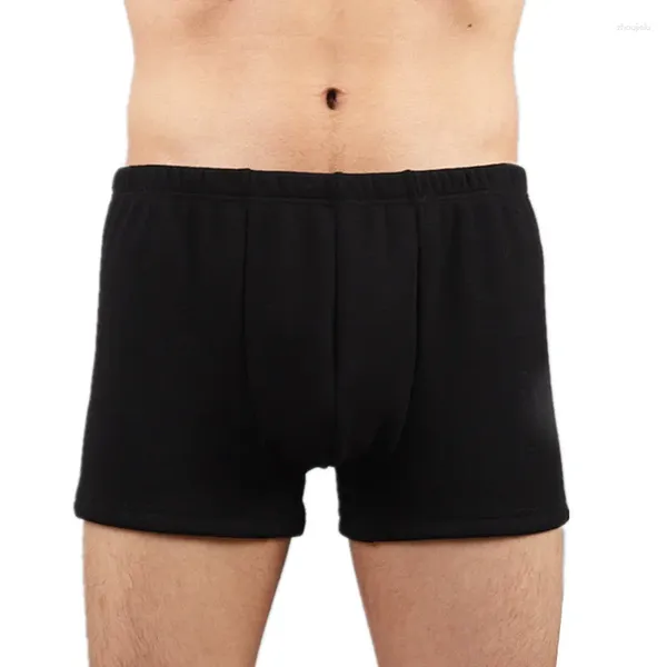 Cuecas masculinas roupa interior de veludo misturas de algodão boxers shorts inverno quente grosso velo calcinha homem bolsa sólida cueca calzoncillo