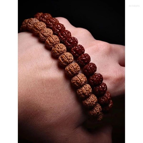 Strand velho rei das árvores pequeno diamante único anel duplo dragão original semente mão brinquedo masculino buda contas pulseira