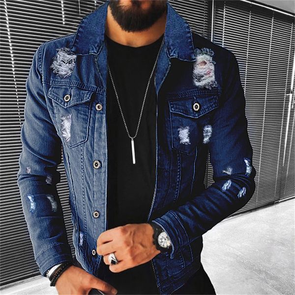 Мужская джинсовая куртка, осенняя повседневная облегающая джинсовая куртка из чистого хлопка, уличная стильная мотоциклетная джинсовая куртка, уличная одежда, мужские пальто 240129