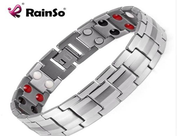 Rainso moda jóias cura abeto magnético titânio bio energia pulseira para homem pressão arterial acessório prata bracelets6246047