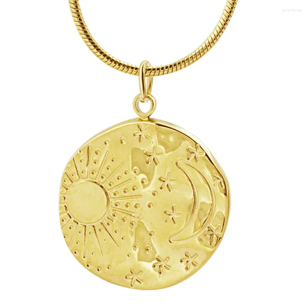 Collane con ciondolo in acciaio inossidabile luna stella moda irregolare colore argento e collana placcata oro gioielli regalo per lui con catena