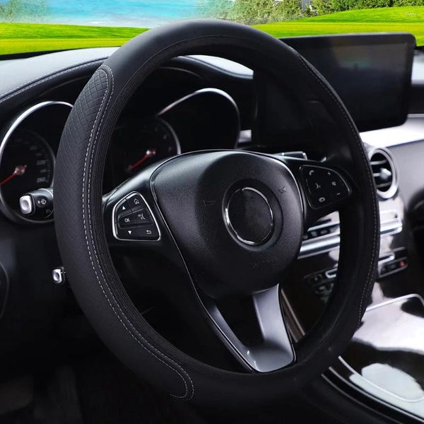 Capas de volante Capa interior do carro Acessórios respiráveis ​​Fácil de limpar Loja Quatro Estações Linha Cinza