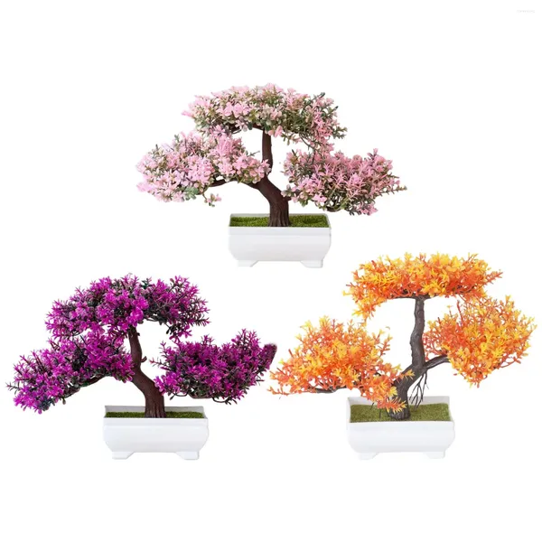 Dekorative Blumen Künstliche Pflanzen Bonsai Tree Simulation Japanische Anzeige x Grün Plastik 5 