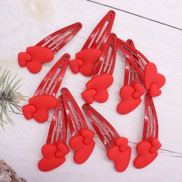 Haarschmuck 10 Teile/satz Doppel Rotes Herz Mode Mädchen 5 cm Haarnadeln Nette Kinder Schöne Clips Haarspangen Stirnband Kinder