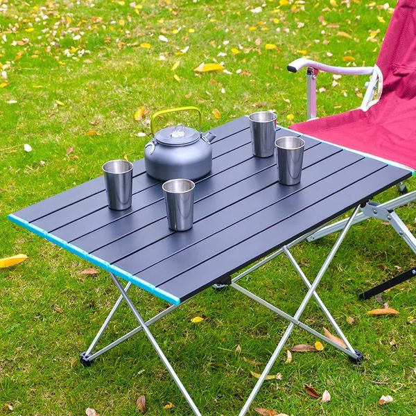 Сверхлегкий портативный складной столик для кемпинга, складной обеденный стол на открытом воздухе, высокопрочный алюминиевый сплав для садовой вечеринки, пикника, барбекю 240126