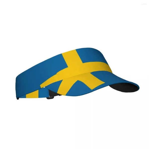 Berretti Sport Berretto da sole Visiera regolabile Protezione UV Top Vuoto Tennis Golf Corsa Protezione solare Cappello Bandiera della Svezia
