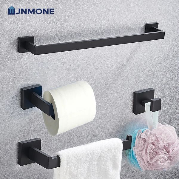 Top 1 preto acessórios do banheiro kit fixado na parede toalheiro suporte de rolo papel higiênico cabide gancho escovado ouro conjunto ferragem 240118
