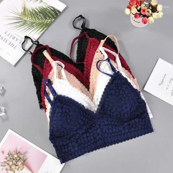 BHs Unterwäsche Frauen LaceTop BH Nahtlos WirelessPush UpPadded U Typ Unsichtbare Rückenlose Dessous A B C Cup Sexy Floral Bralette